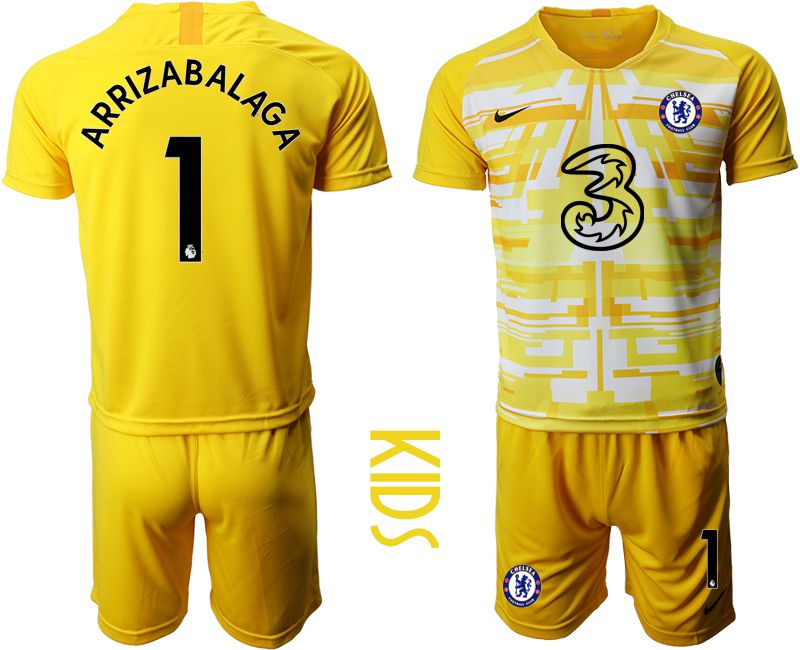 Youth 2020-2021 club Chelsea yellow goalkeeper #1 Soccer Jerseys->chelsea jersey->Soccer Club Jersey